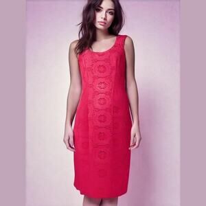 Adrianna Papell Bright Pink Lace Overlay Sleeveless Career Party Sheath Dress 8